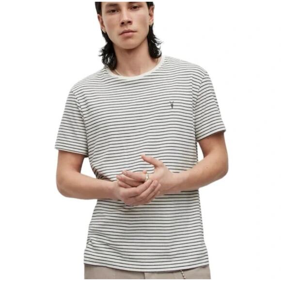 AllSaints Men's Ashton Crewneck T-Shirt in Gray/White Size XXL - Picture 1 of 7